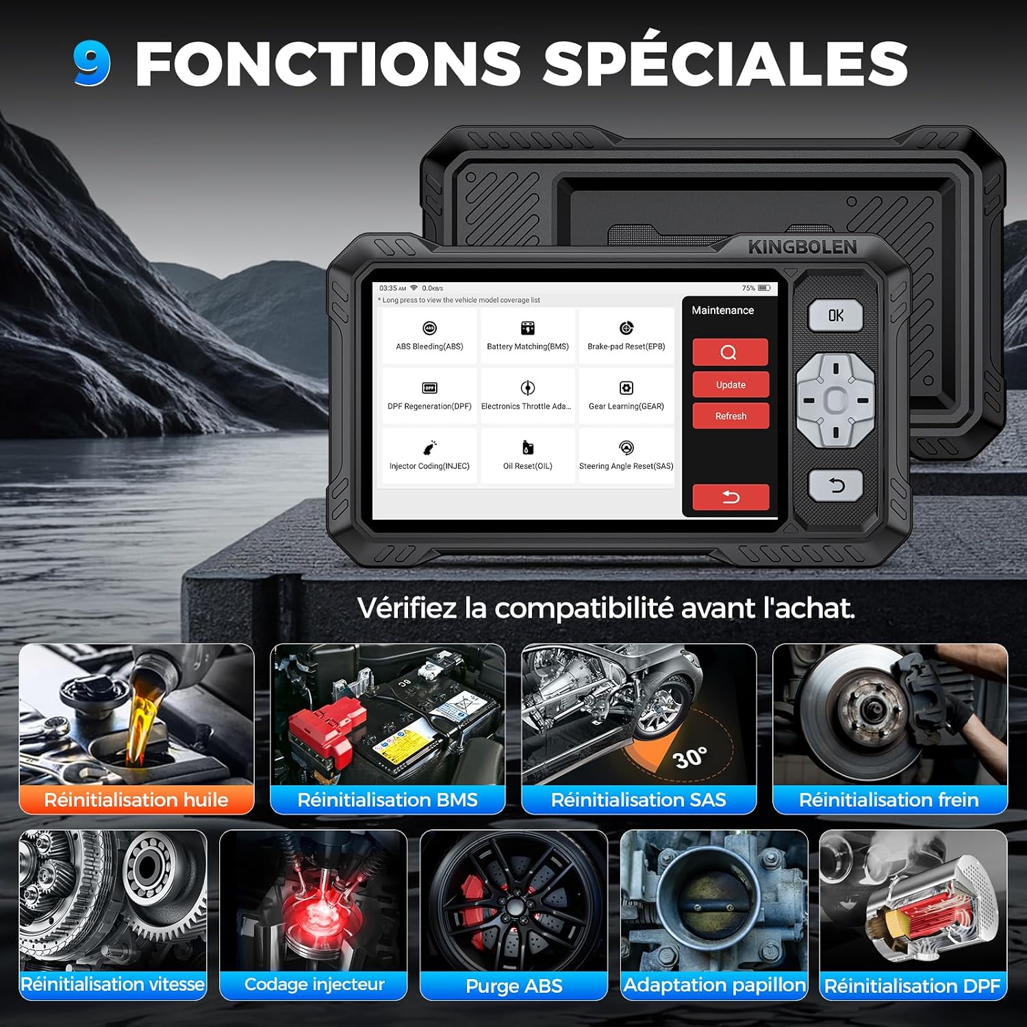 Thumbnail 5 de KINGBOLEN S608 Valise diagnostic OBD2 6,2"