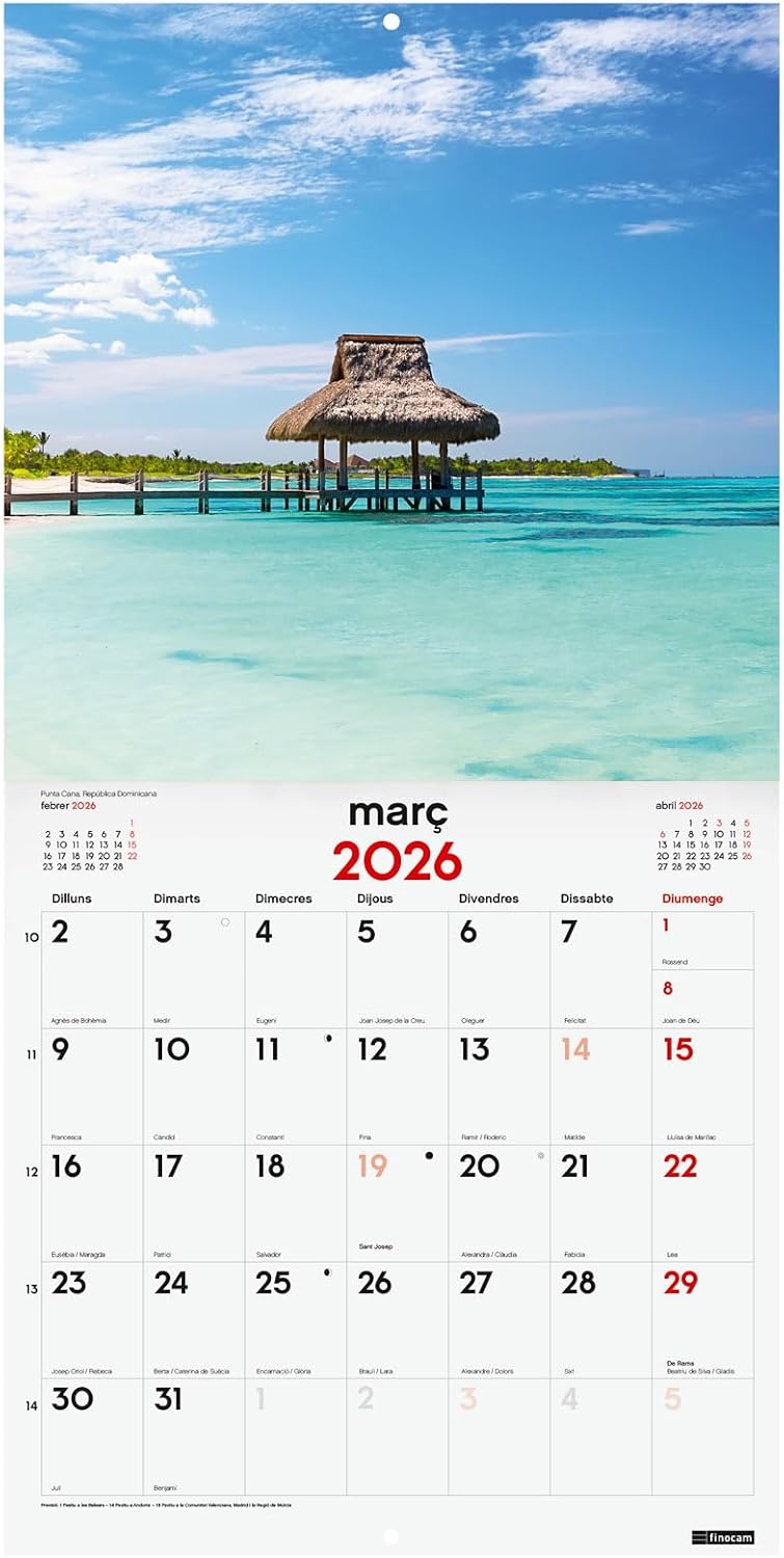 Detalle de Finocam Calendario de pared 30x30 cm 2026