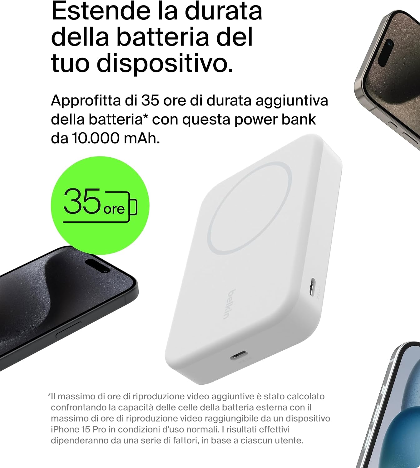 Thumbnail 2 de Belkin BoostCharge Pro Power bank wireless 10.000 mAh con Qi2 y supporto integrato per iPhone