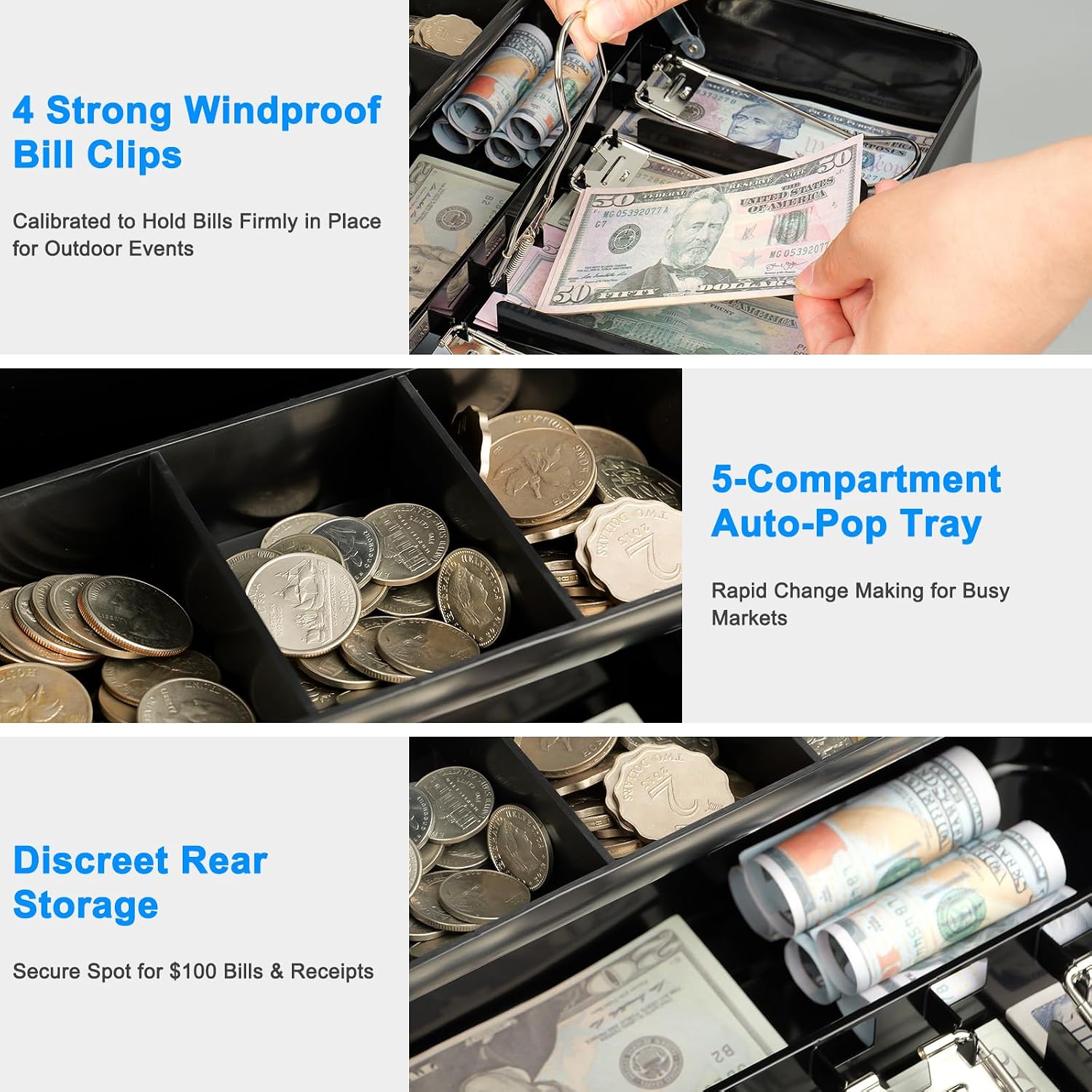 Thumbnail 1 de KYODOLED Locking Cash Box 11.81x9.45x3.54 in