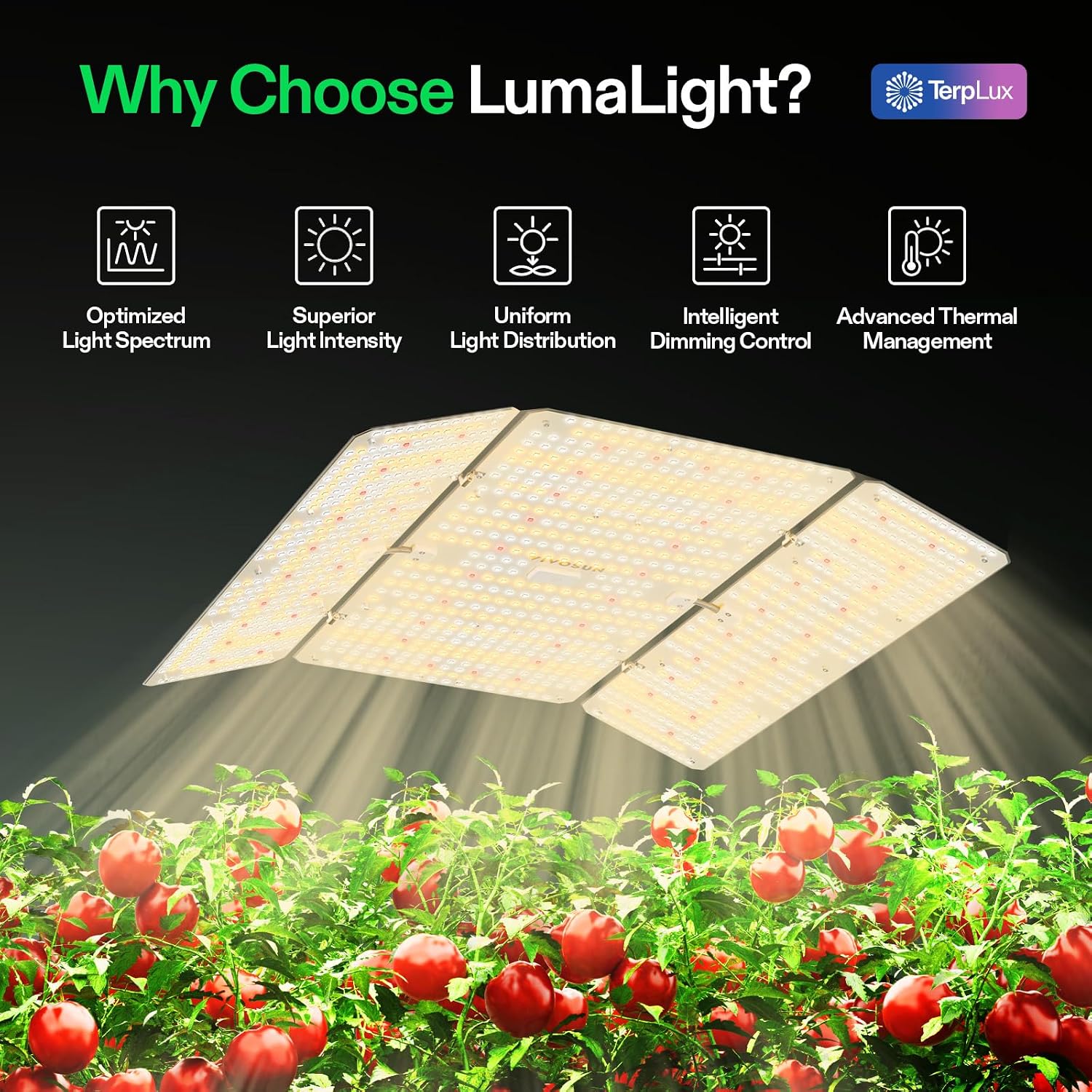 Detalle de VIVOSUN LumaLight VSL-LL400 400W LED Grow Light, Full Spectrum, Dimmable