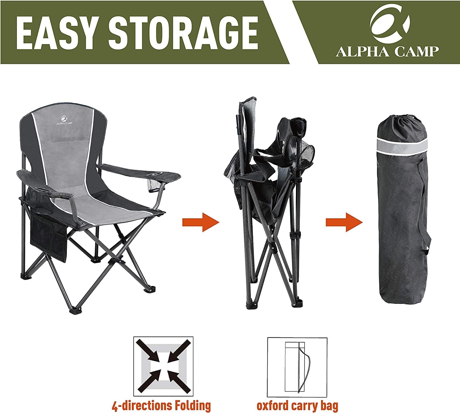 Thumbnail 6 de Alpha Camp Heavy Duty Camping Chair 160kg