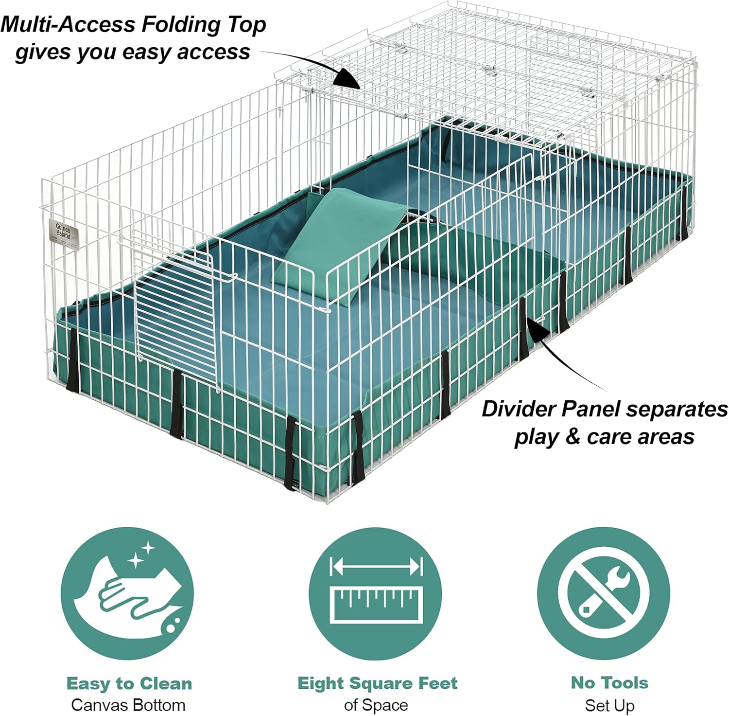 Thumbnail 1 de MidWest Homes for Pets Guinea Habitat Plus Cage (171GHP) with Divider Panel and Hinged Top