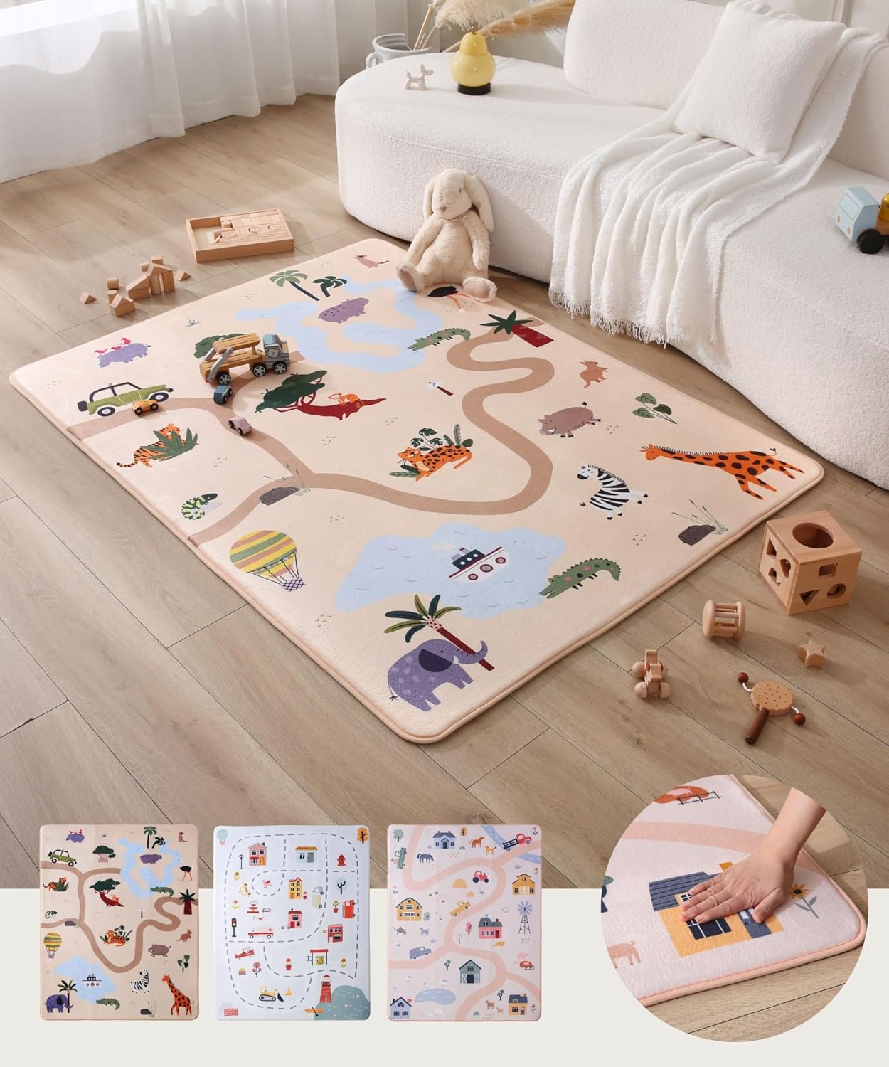Detalle de Wolkenweiche Matte Baby 160x120x1,5 cm – Kinderzimmer-Teppich mit Memory-Schaum und rutschfester Unterseite