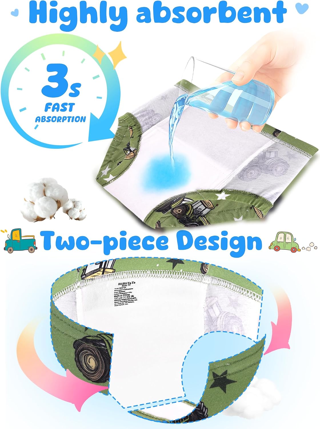 Detalle de BliBliTaTa Potty Training Underwear for Boys, 7Y, Cotton Blend