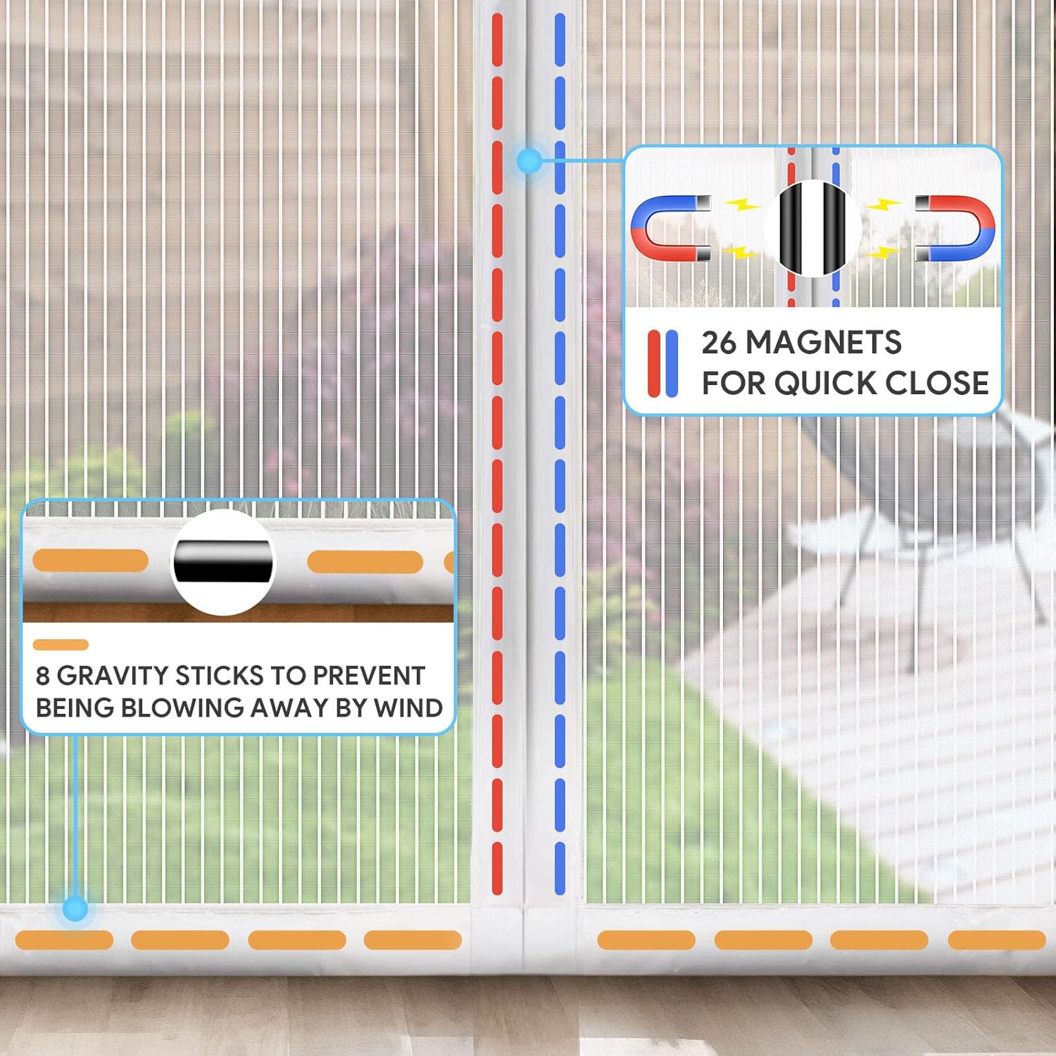 Thumbnail 4 de EGNBU Heavy Duty Magnetic Fly Screen Door (90x210CM) with Powerful Magnets & Full Frame Magic Tape