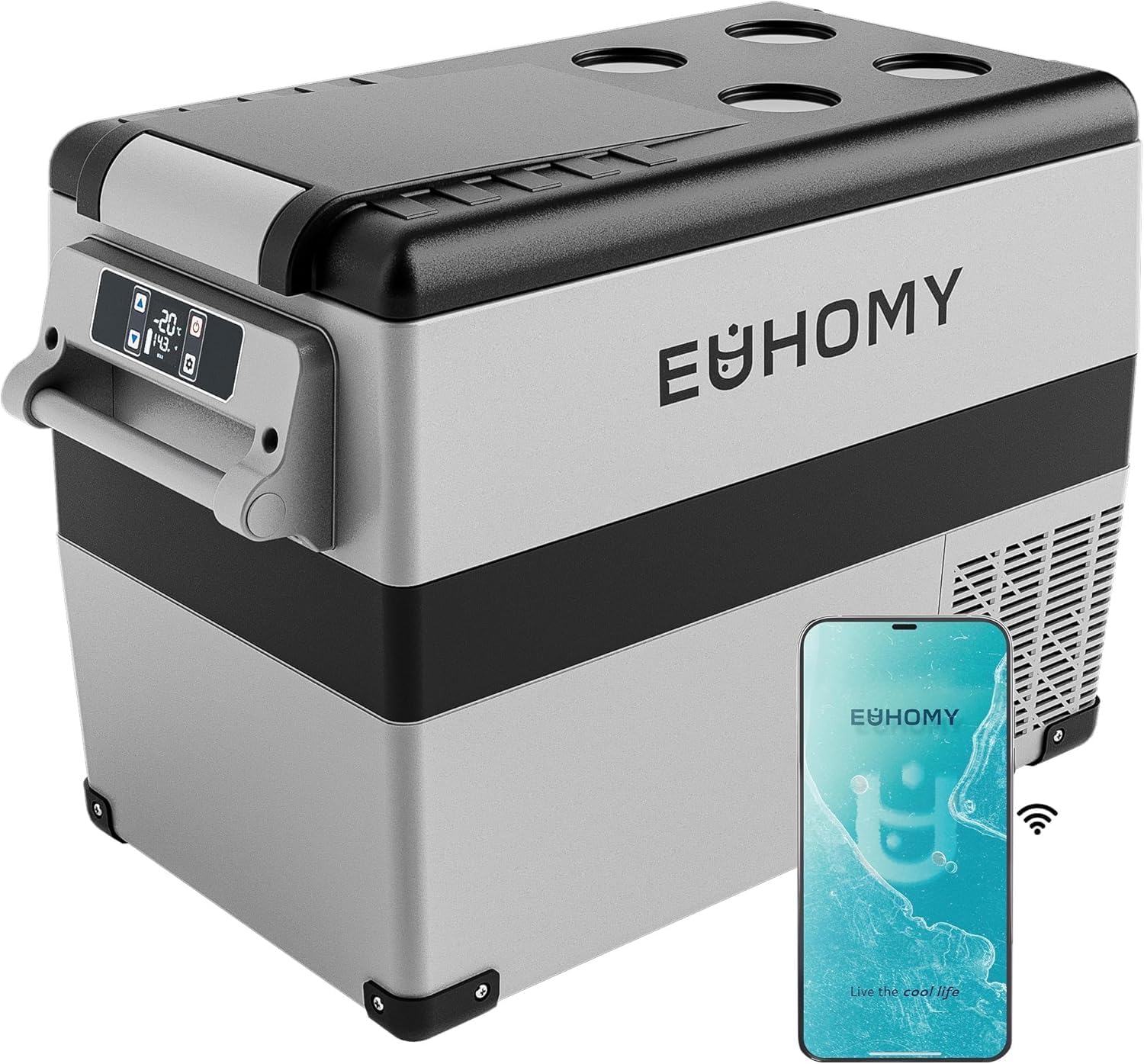 Detalle de EUHOMY CF001 48QT Portable Car Refrigerator with App Control and Dual Zones