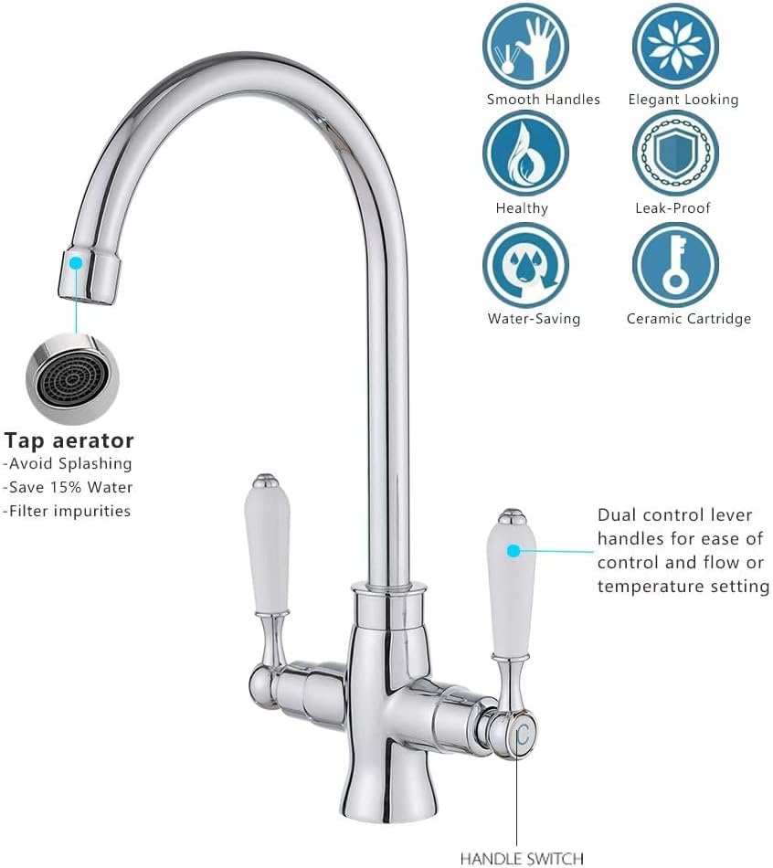 Thumbnail 4 de Heable Kitchen Sink Mixer Tap Elegant White