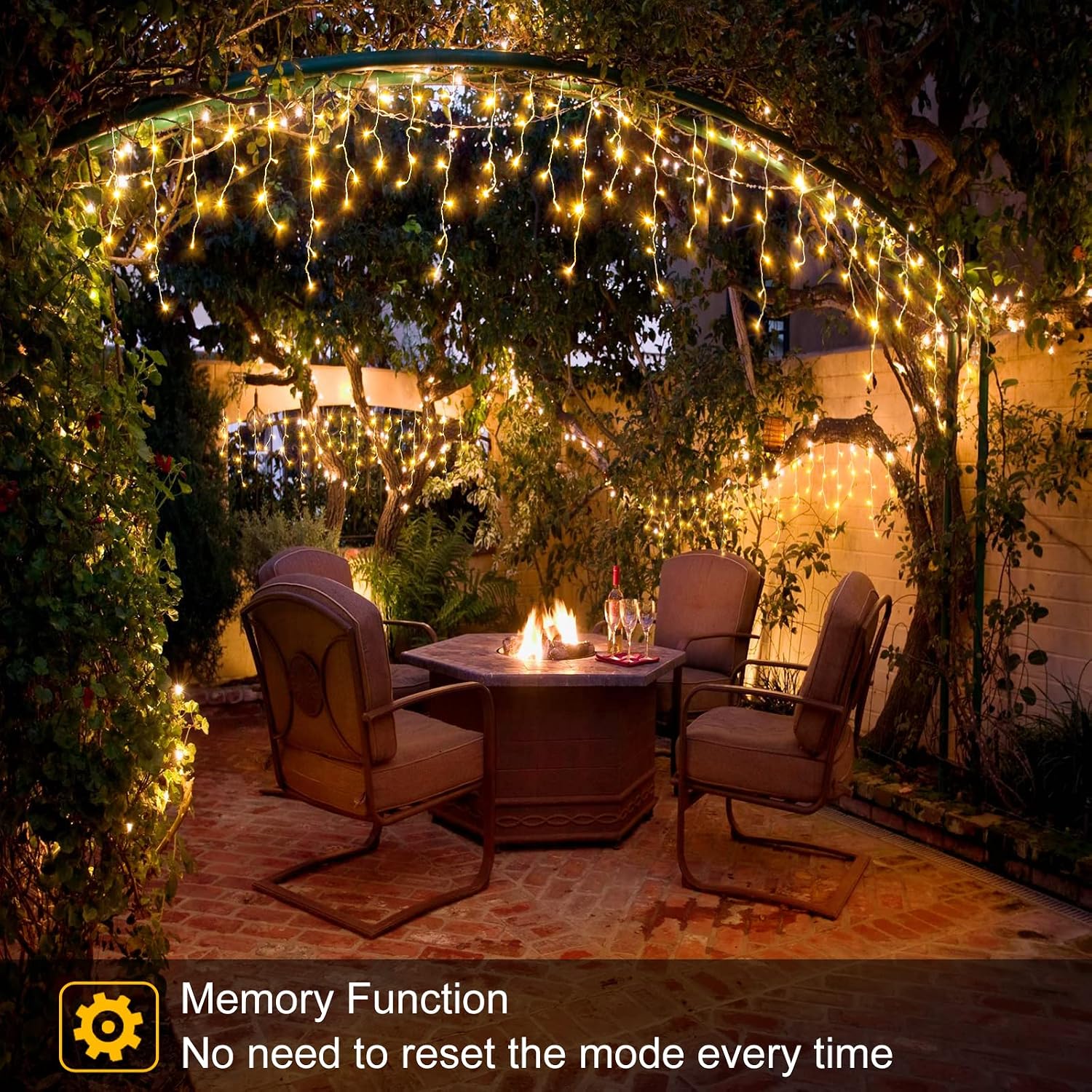 Detalle de Nielfoi BG-CL3M3-306L01 33ft 400 LED Warm White Icicle Lights