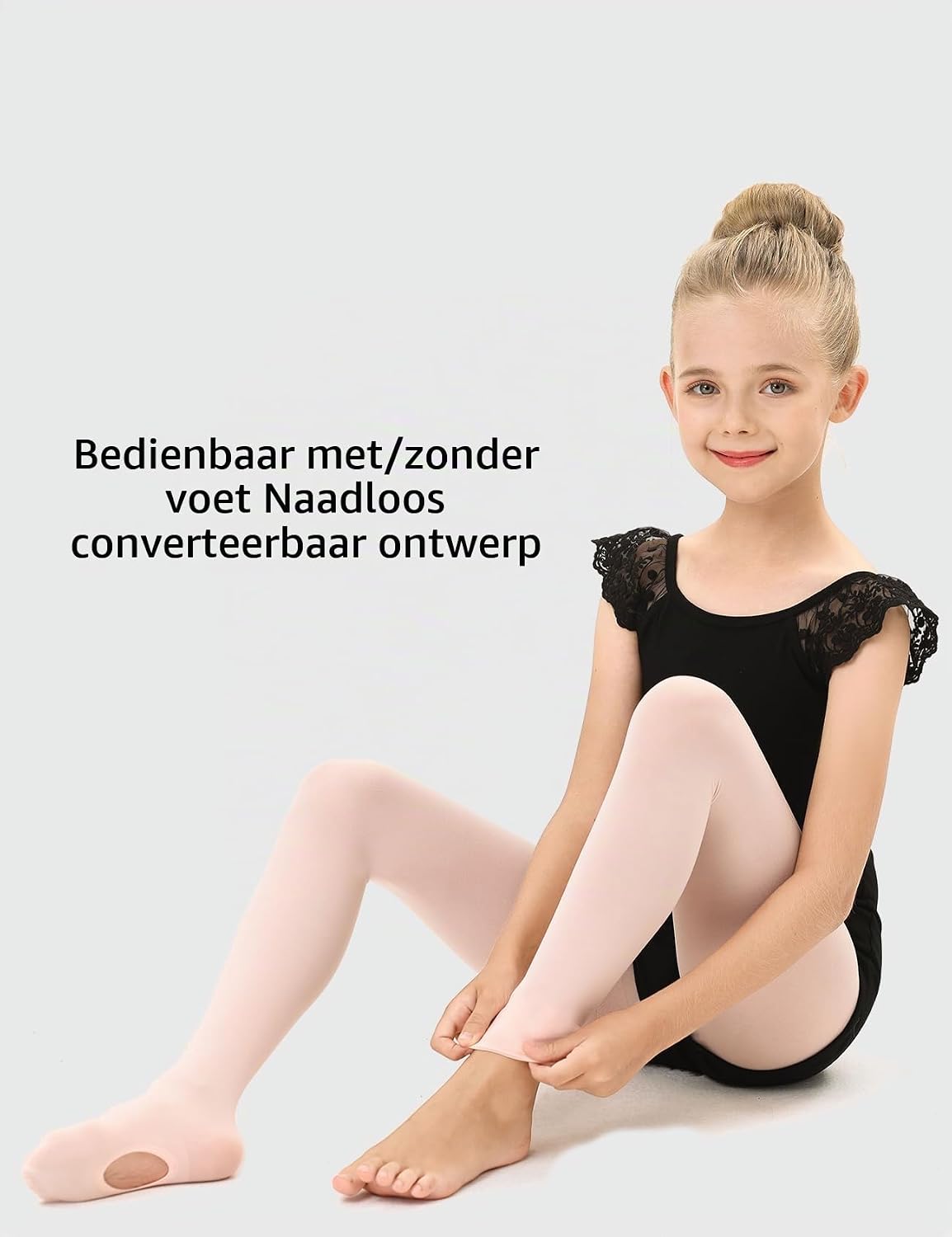 Detalle 2 de DUCMODA converteerbare balletpanty voor meisjes, met en zonder voet