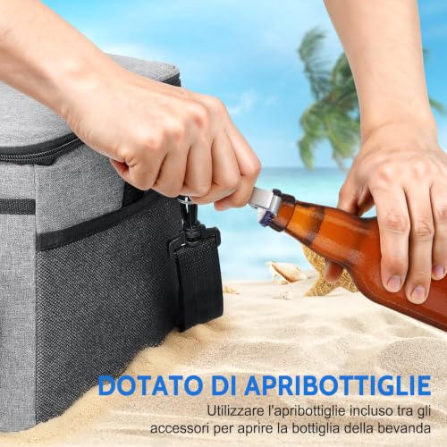 Thumbnail 5 de SUNTRIVA Borsa Termica Porta Pranzo 15L con Tracolla – Impermeabile, Grigio