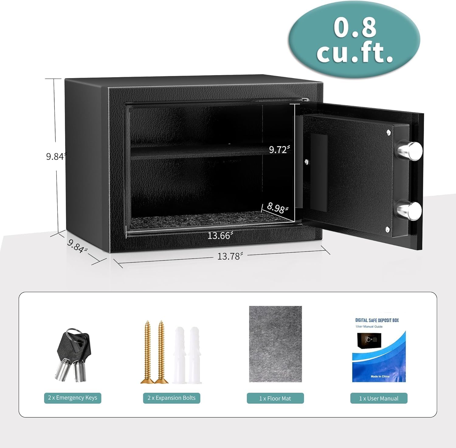 Thumbnail 1 de SINZUX 21L Digitaler Elektronischer Geld- und Werttresor – wandmontierbar, Stahllegierung, intelligenter Alarm