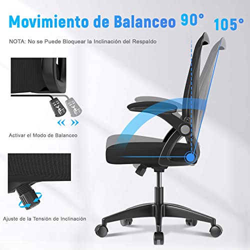 Detalle de naspaluro Silla de Oficina Ergonómica 🪑 Con Reposabrazos y Soporte