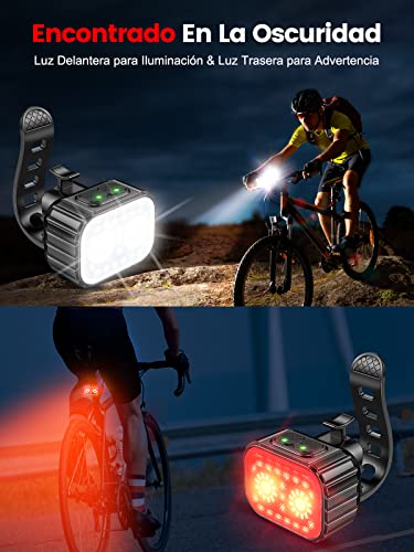 Thumbnail 1 de CIRYCASE juego de luces para bicicleta delantera y trasera LED recargables USB (8+12 modos, IPX6)