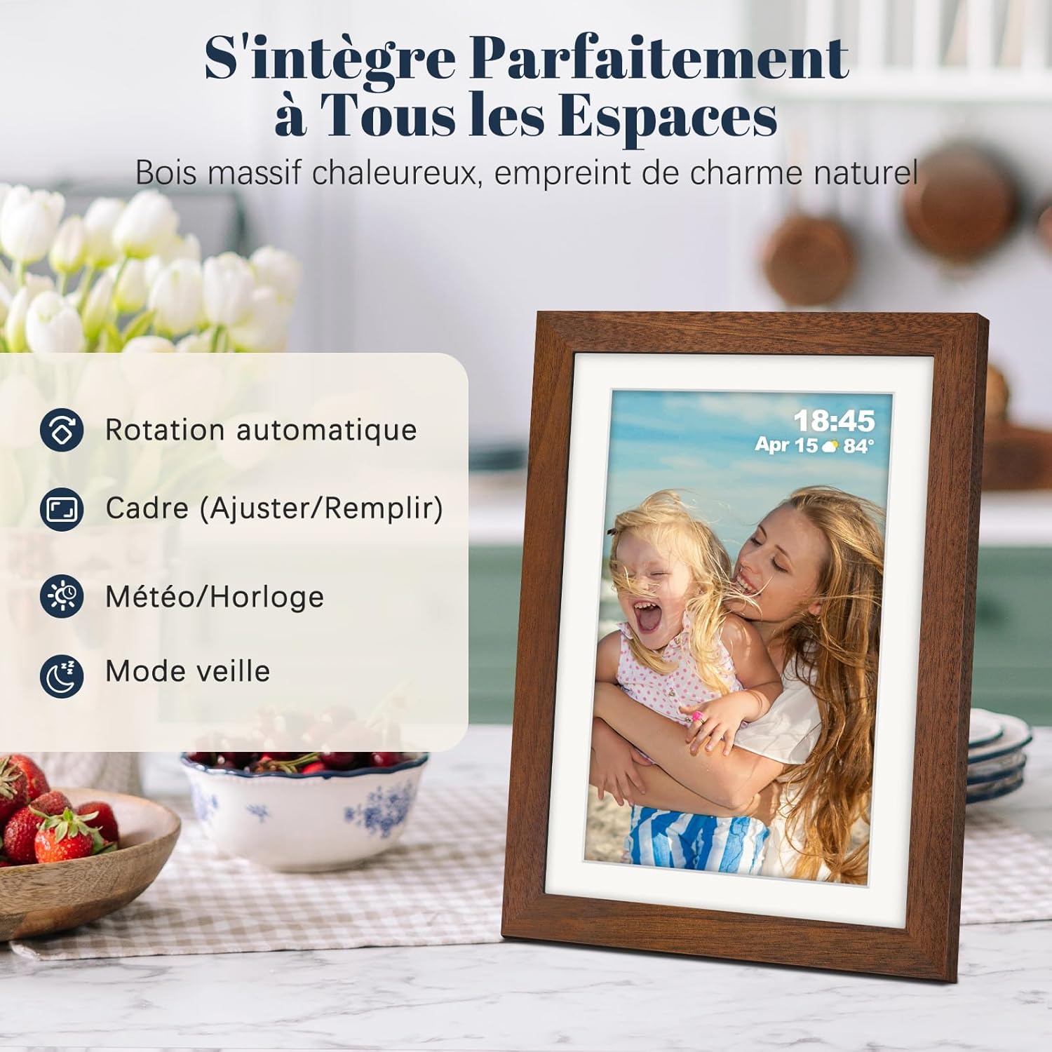 Thumbnail 6 de Frameo Cadre Photo Numérique WiFi 10.1" Noyer — 32 Go, Écran IPS tactile 1280 x 800