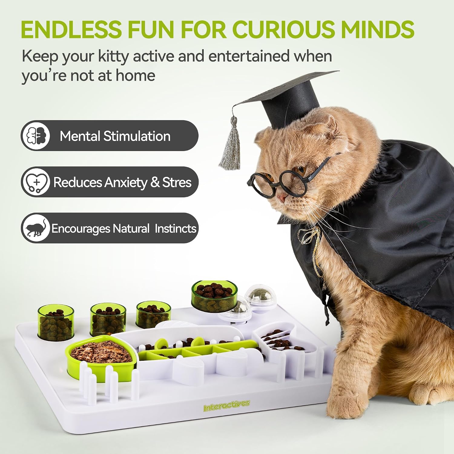Detalle de All For Paws Interactive Cat Puzzle Feeder – mental stimulation maze treat dispenser with modules and catnip balls