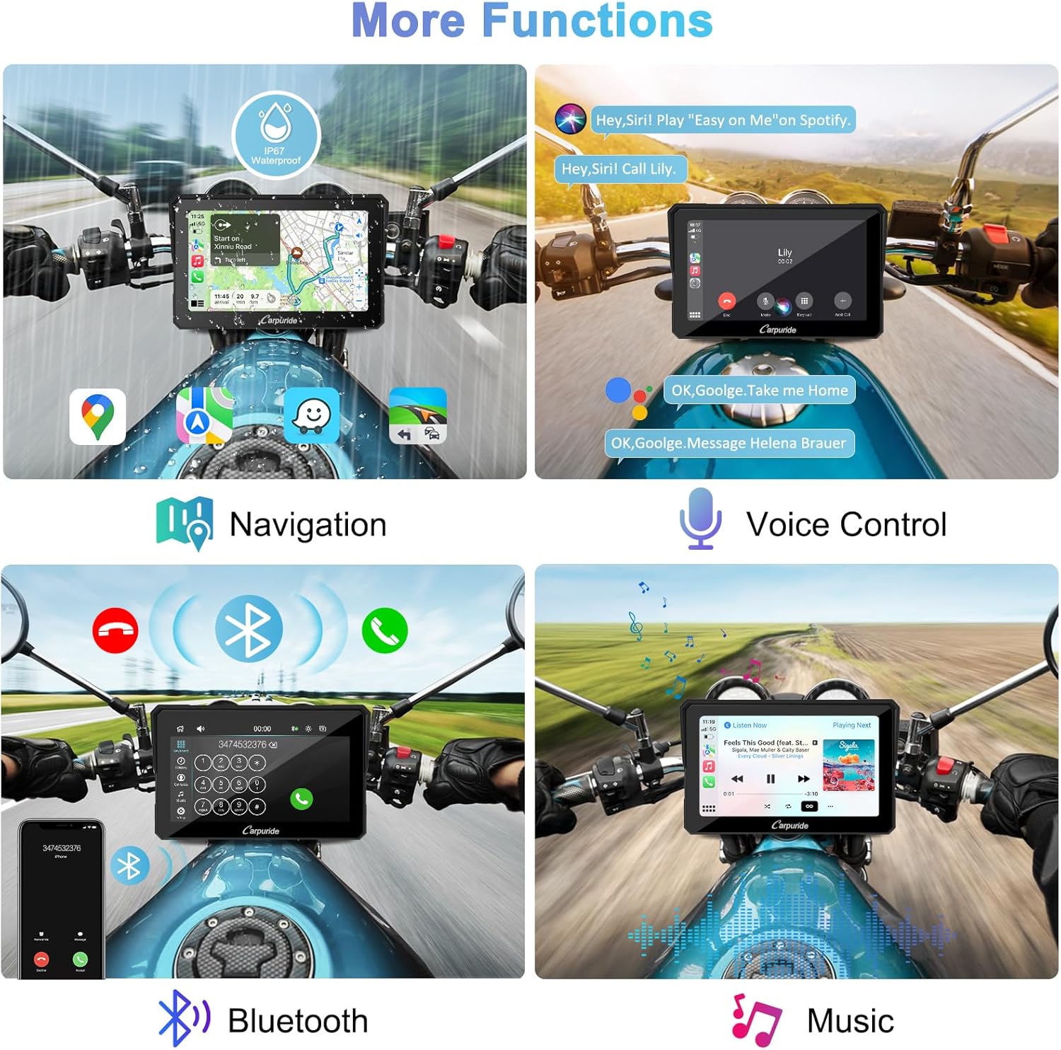 Thumbnail 2 de Carpuride W702 Motorcycle CarPlay Screen