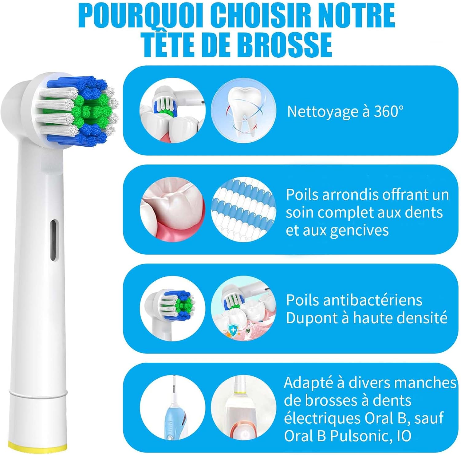 Detalle de GENKENT Brossettes 20 têtes de brosse 🪥