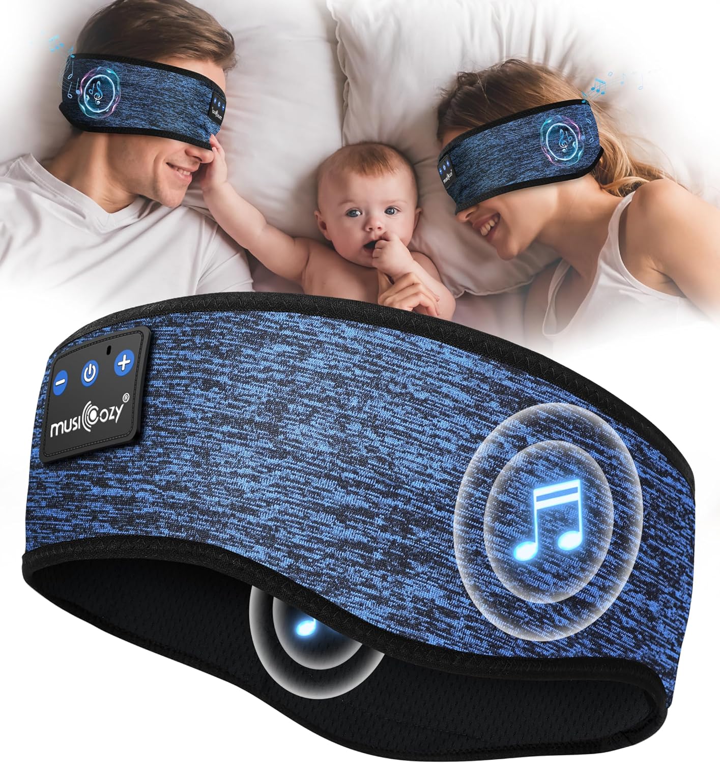 Detalle de MUSICOZY Sleep Headphones Bluetooth Headband for Side Sleepers — Ultra-Soft, Pressure-Free Comfort