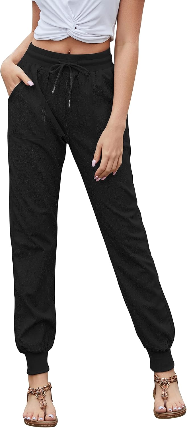 Thumbnail 1 de Hose Damen Sommer Casual: Baumwoll-Rayon-Leinen Stoffhose mit Stretch, 7/8-Länge, Straight Leg