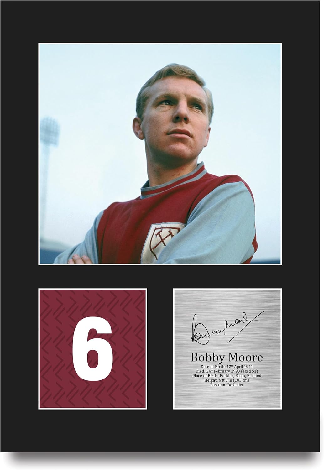 Thumbnail 4 de HWC Trading Bobby Moore framed signed autograph A4 portrait picture – football fan gift