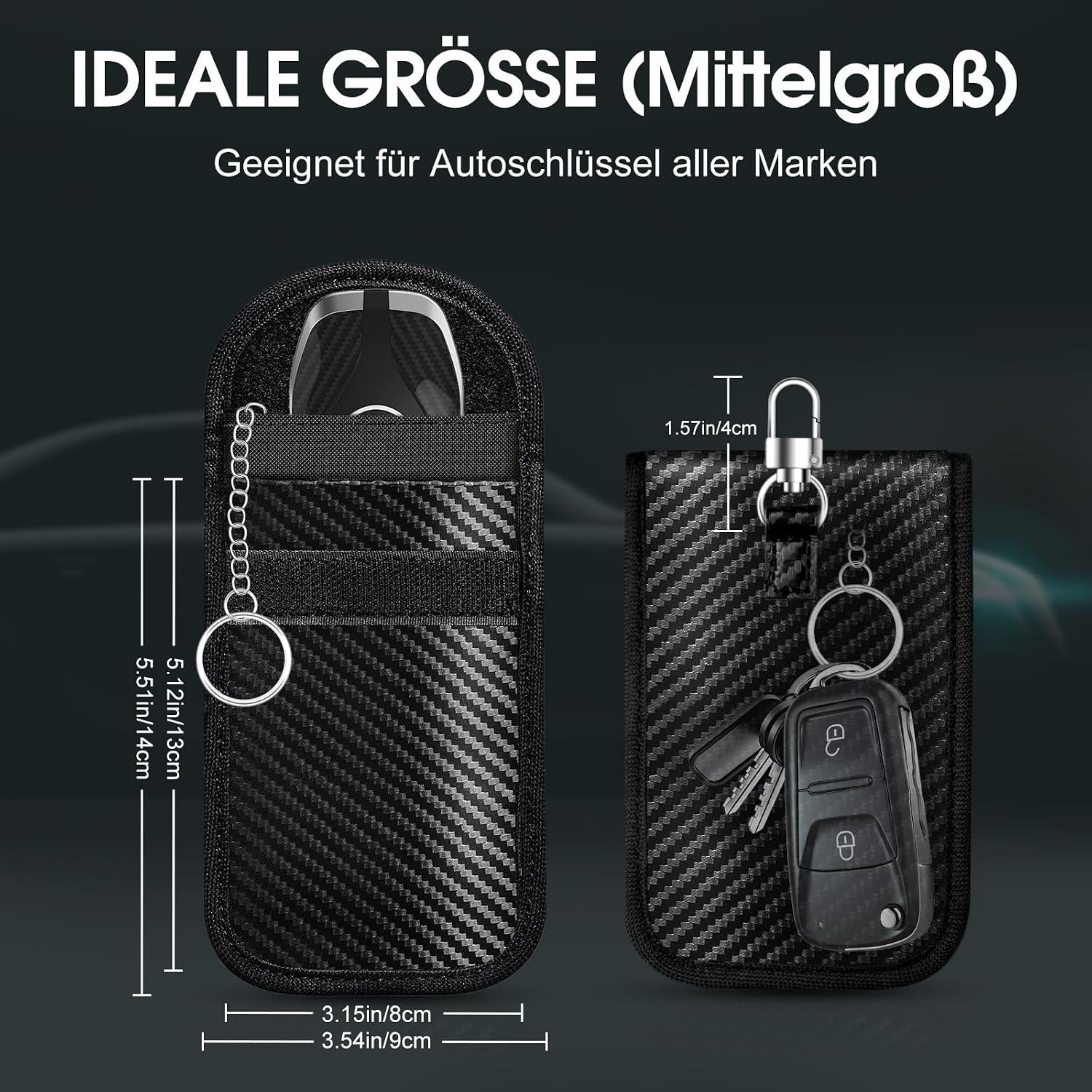 Detalle 2 de RealPlus Keyless Go Schutz Autoschlüssel – 2er-Set, 5.5 x 3.5 in, mit 2 RFID-Schutztaschen