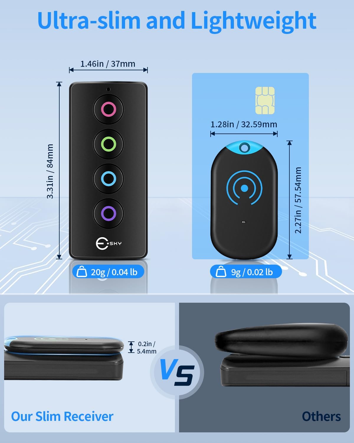 Thumbnail 1 de Esky Ultra Slim Key Finder with 80dB sound and 4 receivers (wallet & remote locator)
