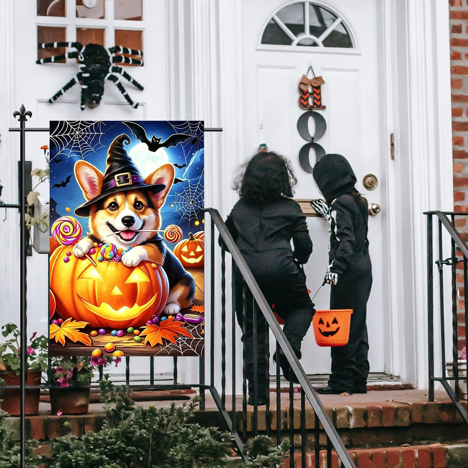 Detalle de Corgi Halloween Garden Flag 12 x 18 in