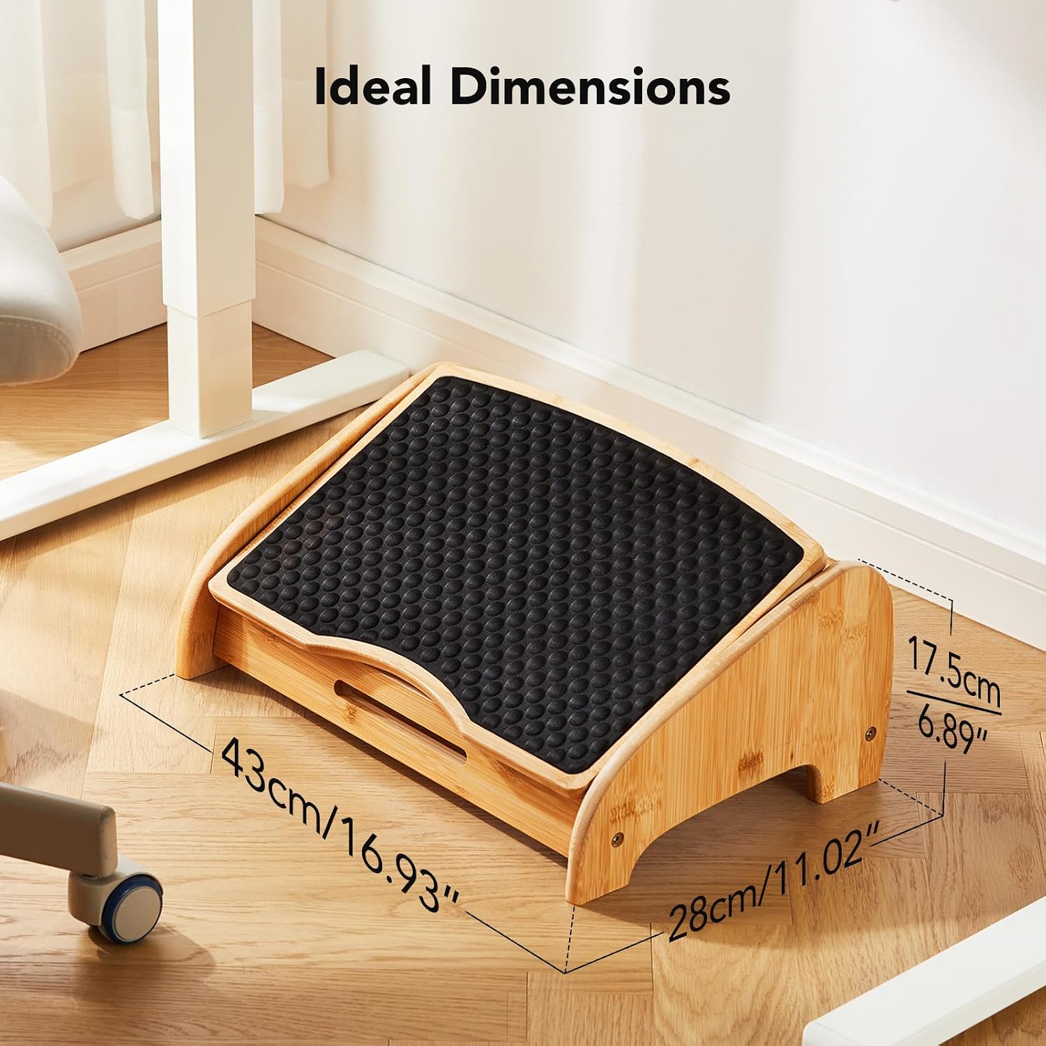 Thumbnail 6 de HUANUO Bamboo Under Desk Footrest – Ergonomic, Adjustable, and Feet-Soothing Support