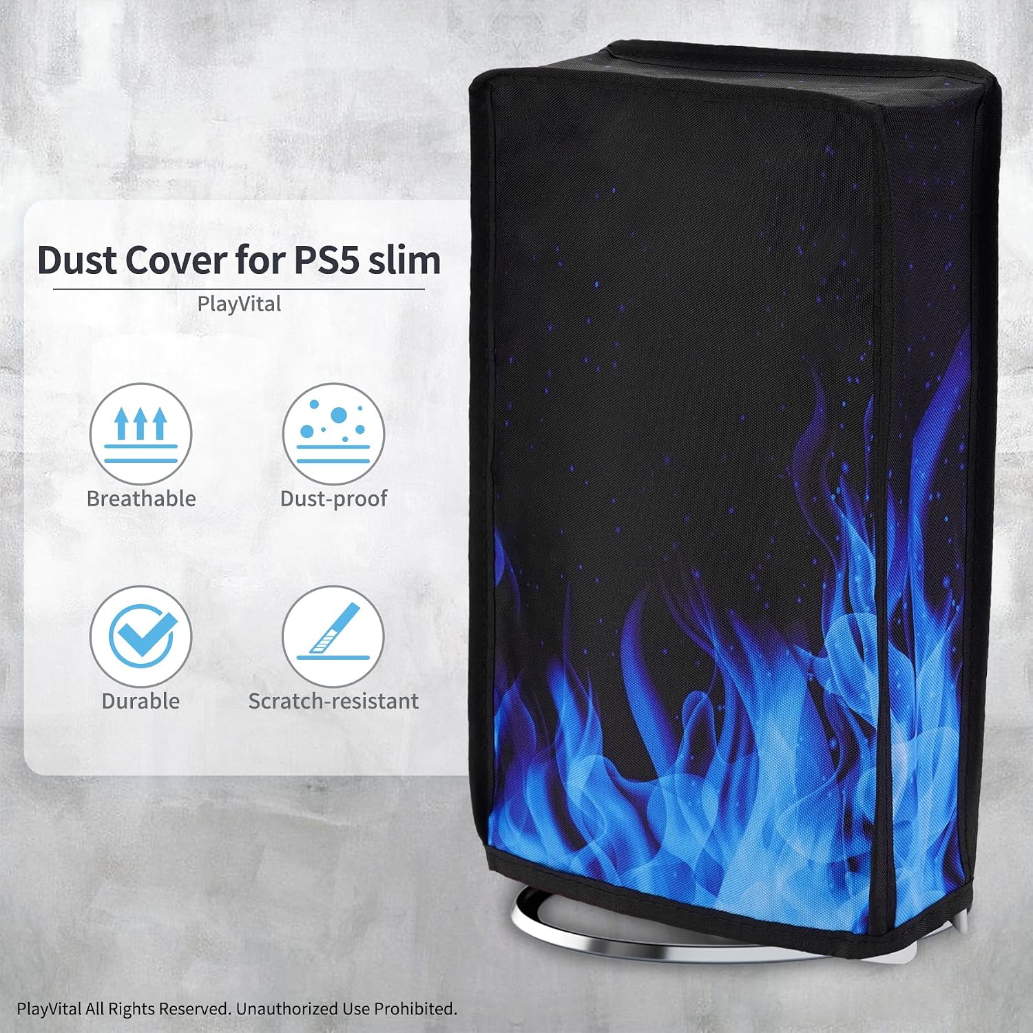 Detalle de Playvital Vertical Dust Cover for PS5 Slim Digital Edition (Blue Flame)