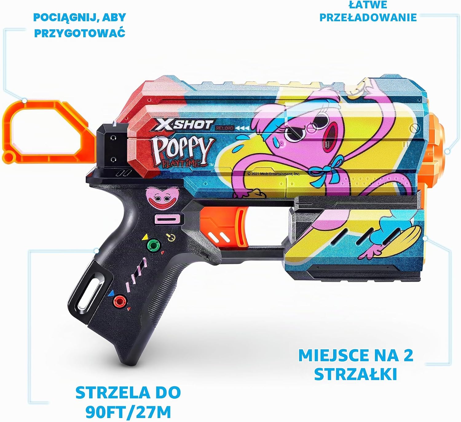 Detalle de X-Shot Skins Flux 36702 – zestaw 2 blasterów Poppy Playtime, 16 rzutek