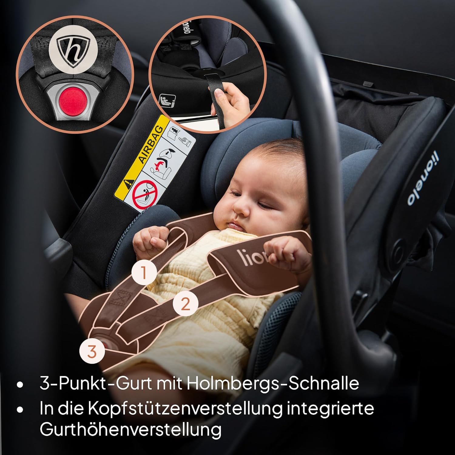 Thumbnail 4 de Lionelo ASTRID i-Size Babyautositz 40–87 cm (Gruppe 0+), rückwärtsgerichtet mit 3-Punkt-Gurt