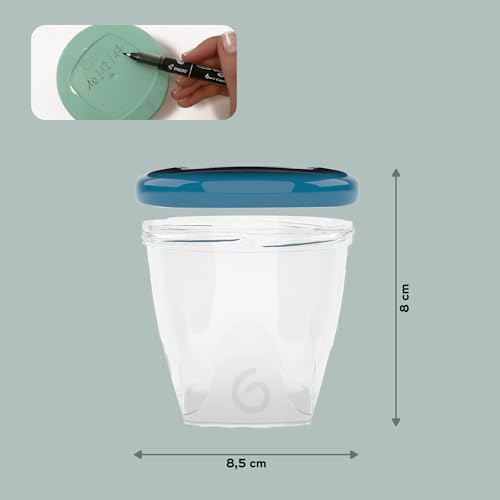 Detalle de Babymoov Babybols Lot de 6 Pots de Conservation 250 ml – Hermétiques, Réinscriptibles