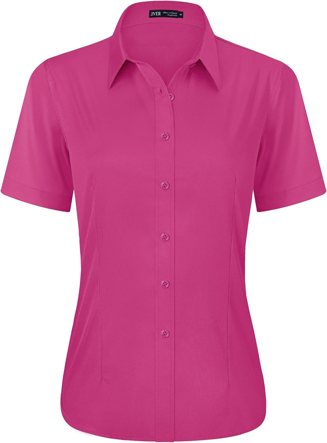 Detalle 2 de J.VER women’s short sleeve blouse dress shirt – stretch fitted button-down for work & summer