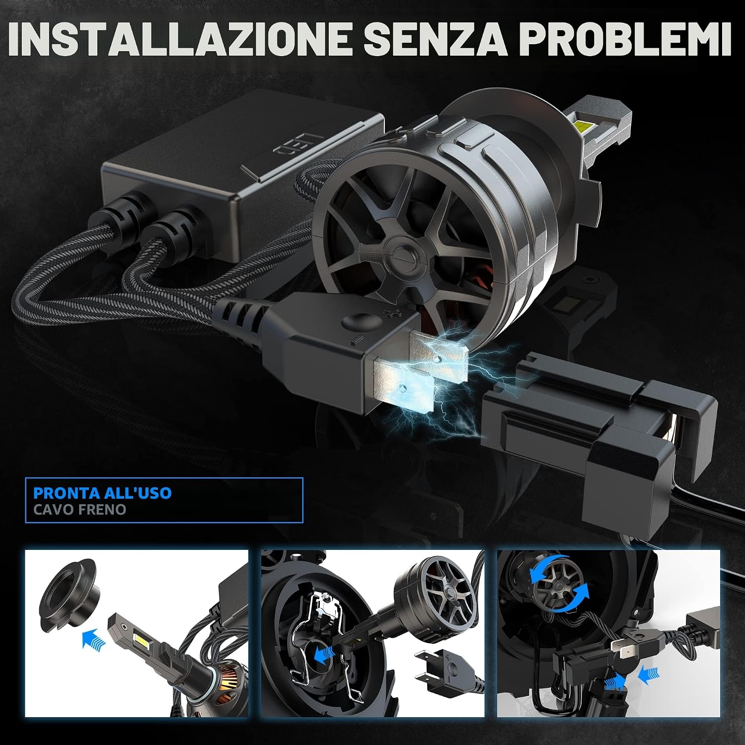 Detalle de D-Lumina H7 LED Canbus 160W – Kit da 2 lampadine con raffreddamento a tubo di rame, 4300K, 24000 lm, IP68
