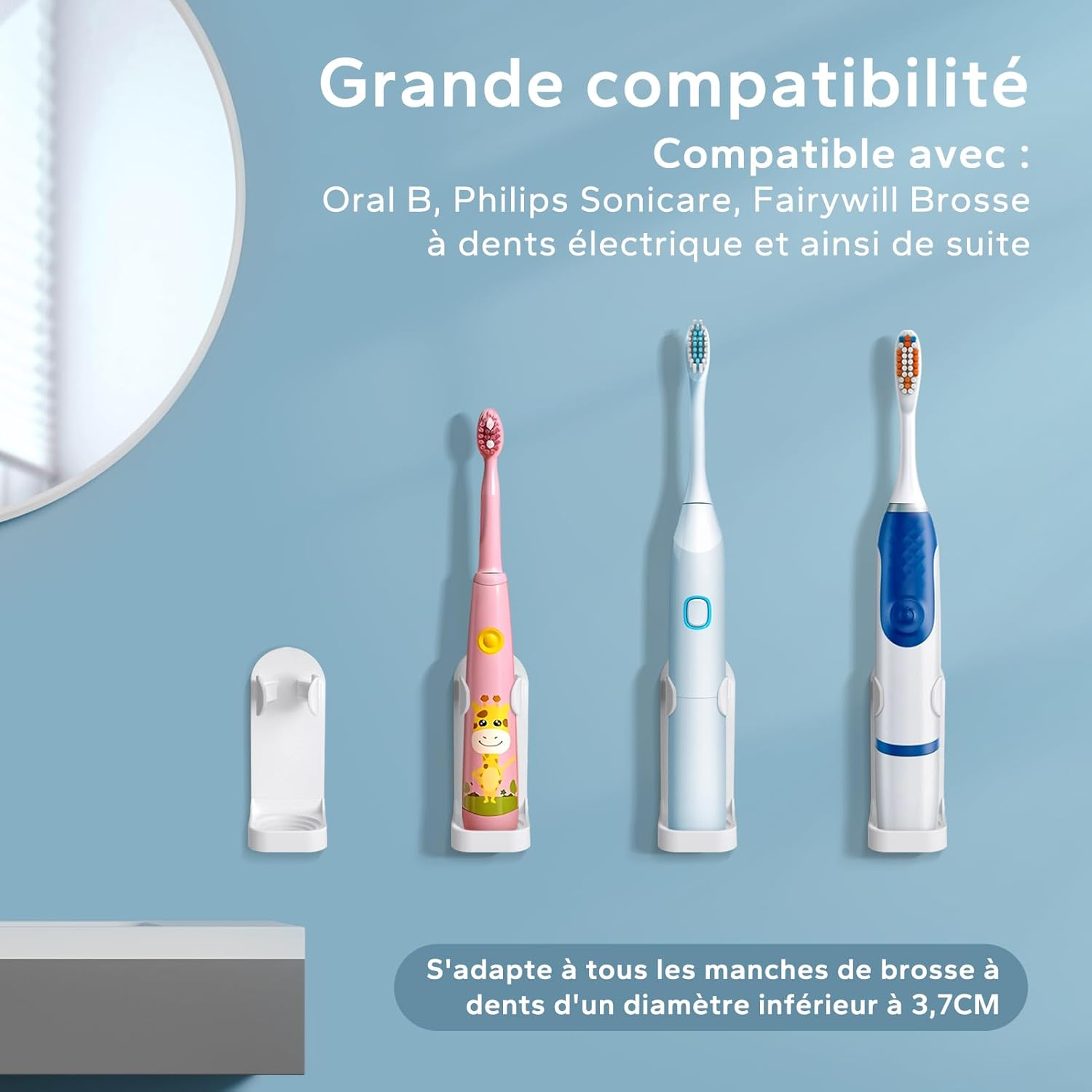 Thumbnail 2 de Support mural pour brosse à dents électrique HOMMAND (lot de 4) avec fixation adhésive