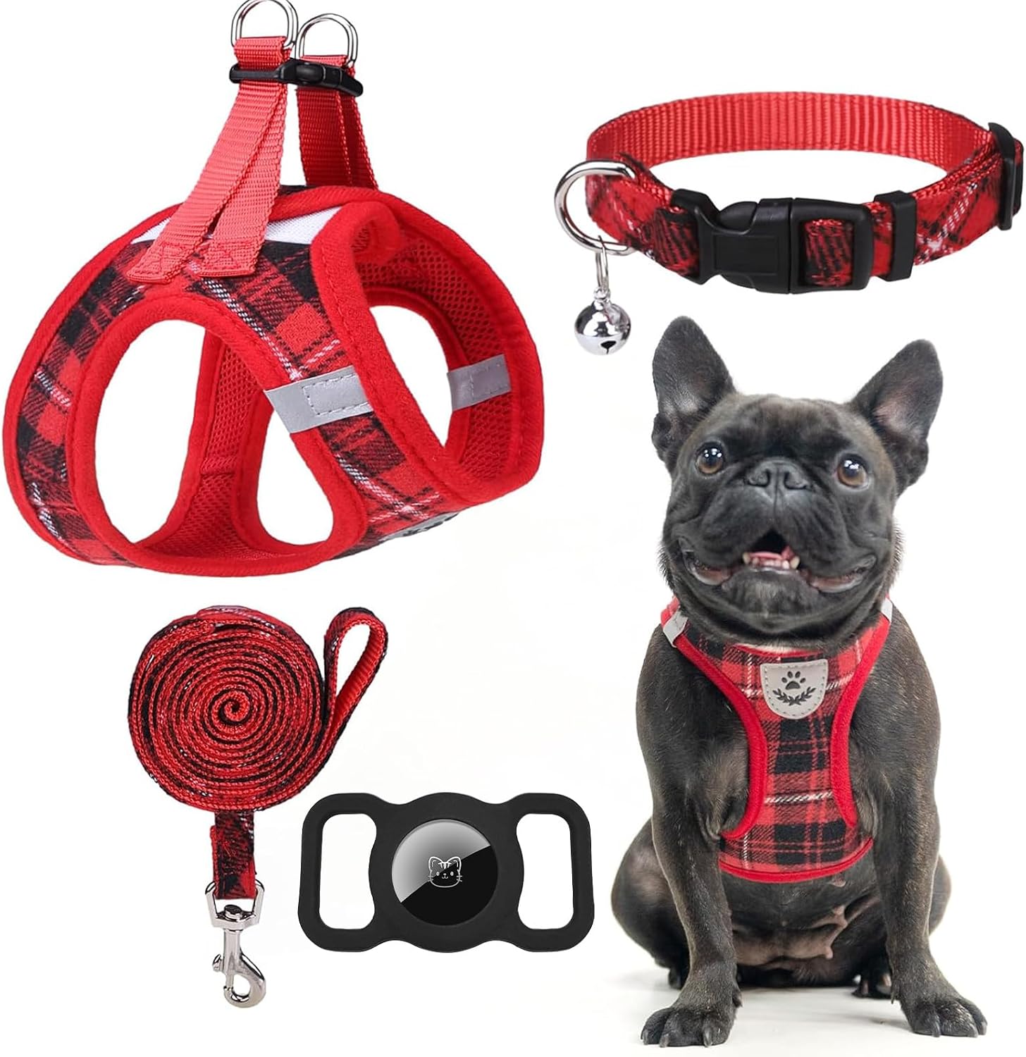 Thumbnail 6 de EXPAWLORER Classic Plaid Small Dog Harness – Vest, Lead, Collar & AirTag Holder
