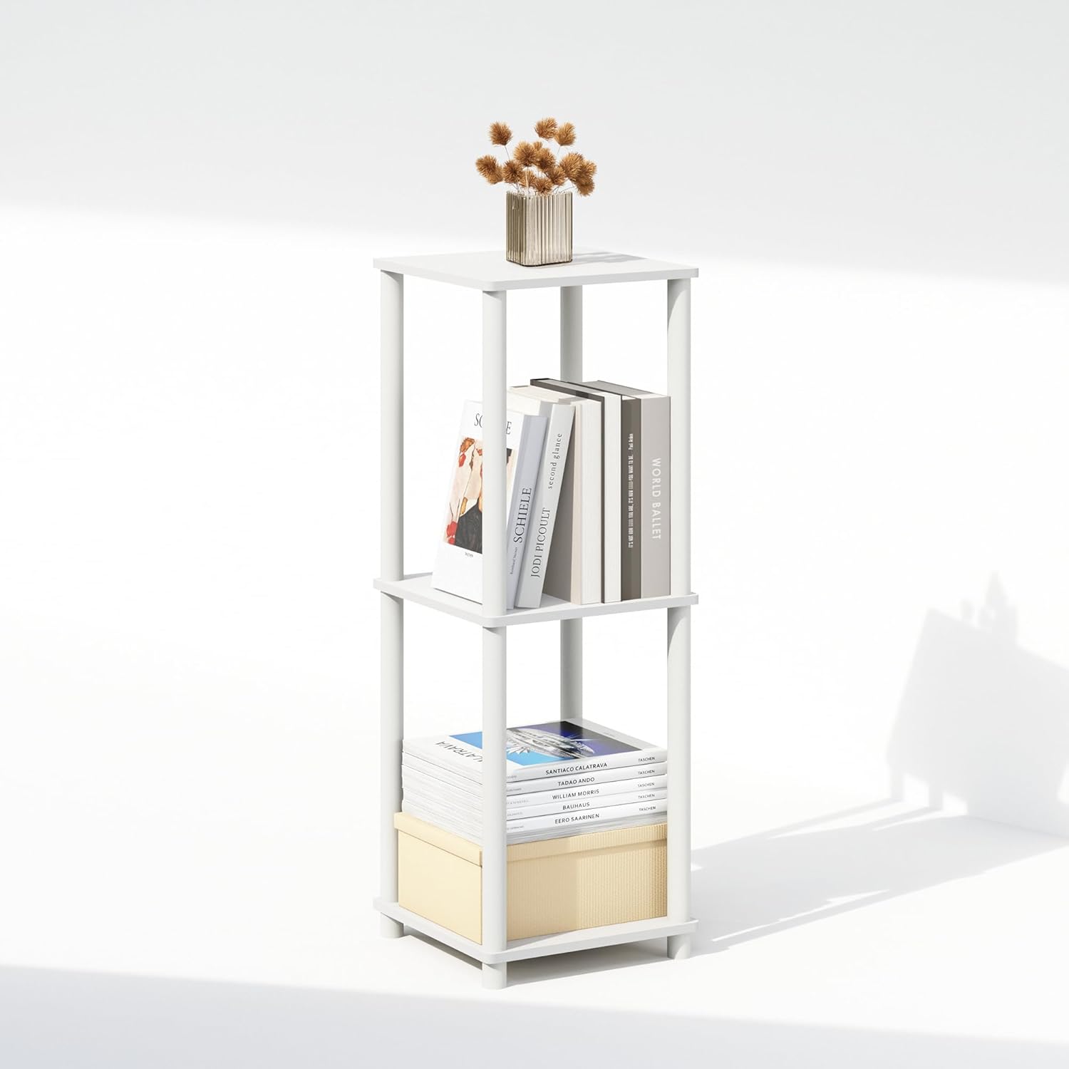 Thumbnail 2 de Furinno TURN-N-TUBE Set da 2 Librerie Impilabili – Modulare, Facile da Montare, 34 x 34 x 50,8 cm (Bianco/Bianco)