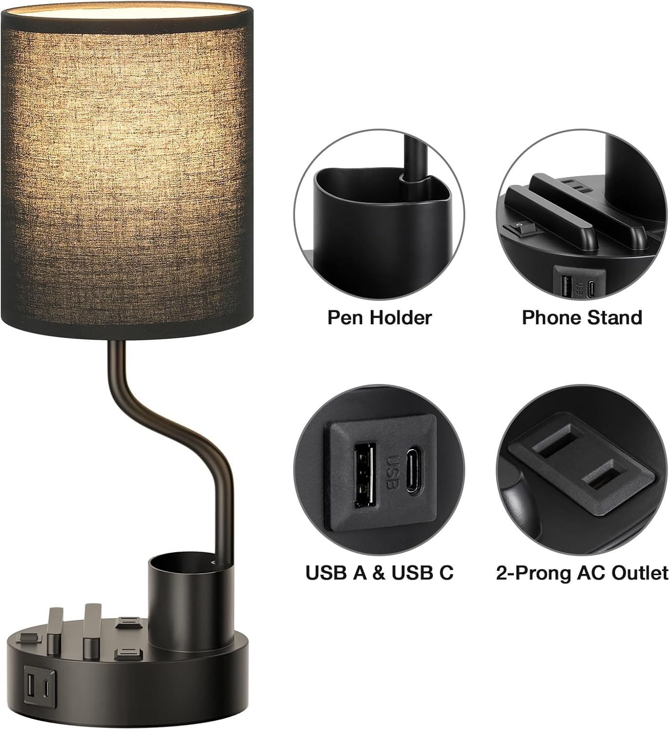 Thumbnail 6 de Fenmzee Lamps 23 Bedside Table Lamps, Set of 2, with USB-A/C and 3 Color Temperatures