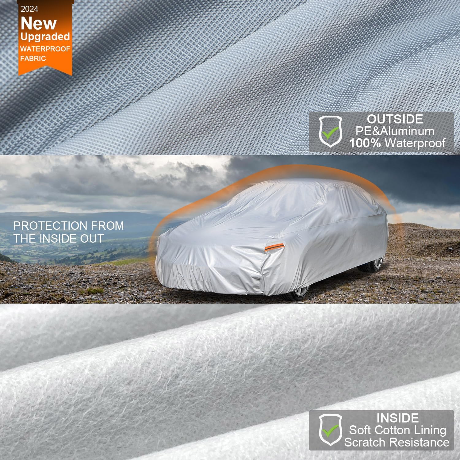 Thumbnail 1 de Kayme Car Cover Waterproof All Weather for Large Sedan (209–218 inches) – Fits Ford Crown Victoria, Cadillac DTS, Grand Marquis, Lincoln Town Car, Impala/Caprice