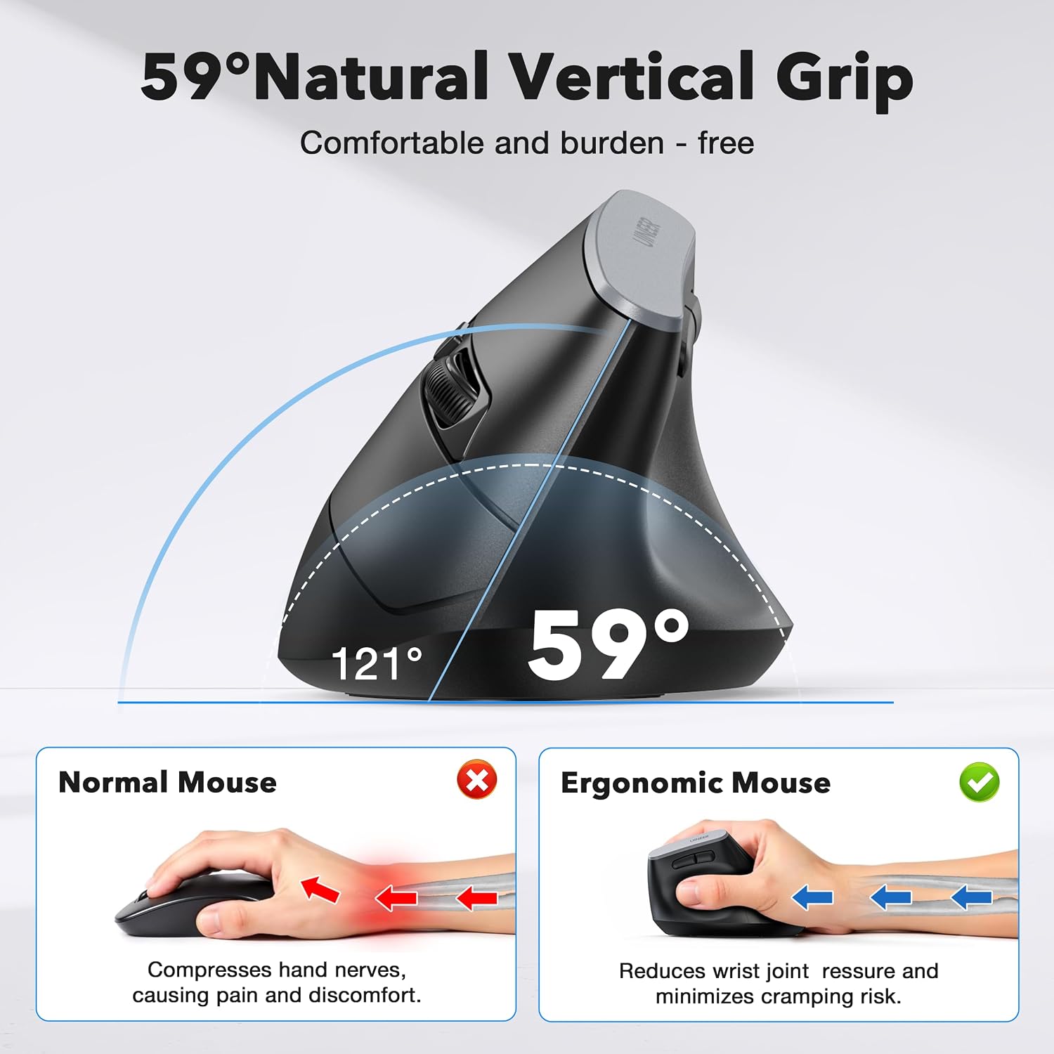 Detalle de Uineer Vertical Wireless Mouse 2.4GHz