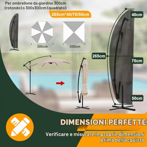 Thumbnail 1 de Enzeno Coperture per ombrelloni da giardino – Custodia impermeabile per ombrellone grande 3–4 m, nero