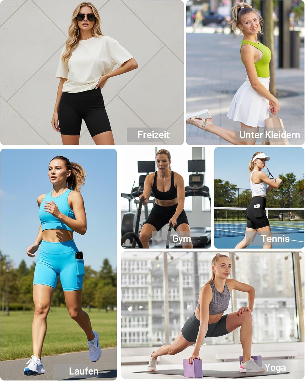Thumbnail 5 de Runhit Radlerhose Damen mit Taschen – hohe Taille, blickdichte kurze Leggings für Yoga, Fitness & Alltag