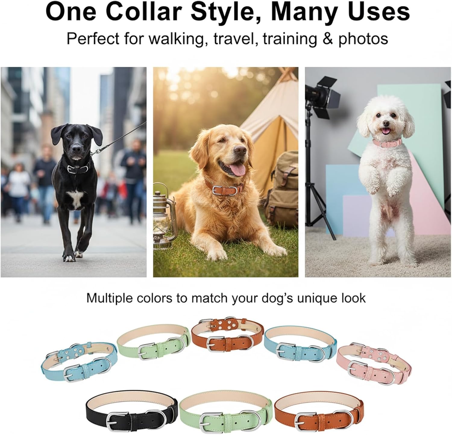 Detalle 2 de MayPaw MAcollar257 PU Leather Dog Collar, Adjustable XS–Large, Brown