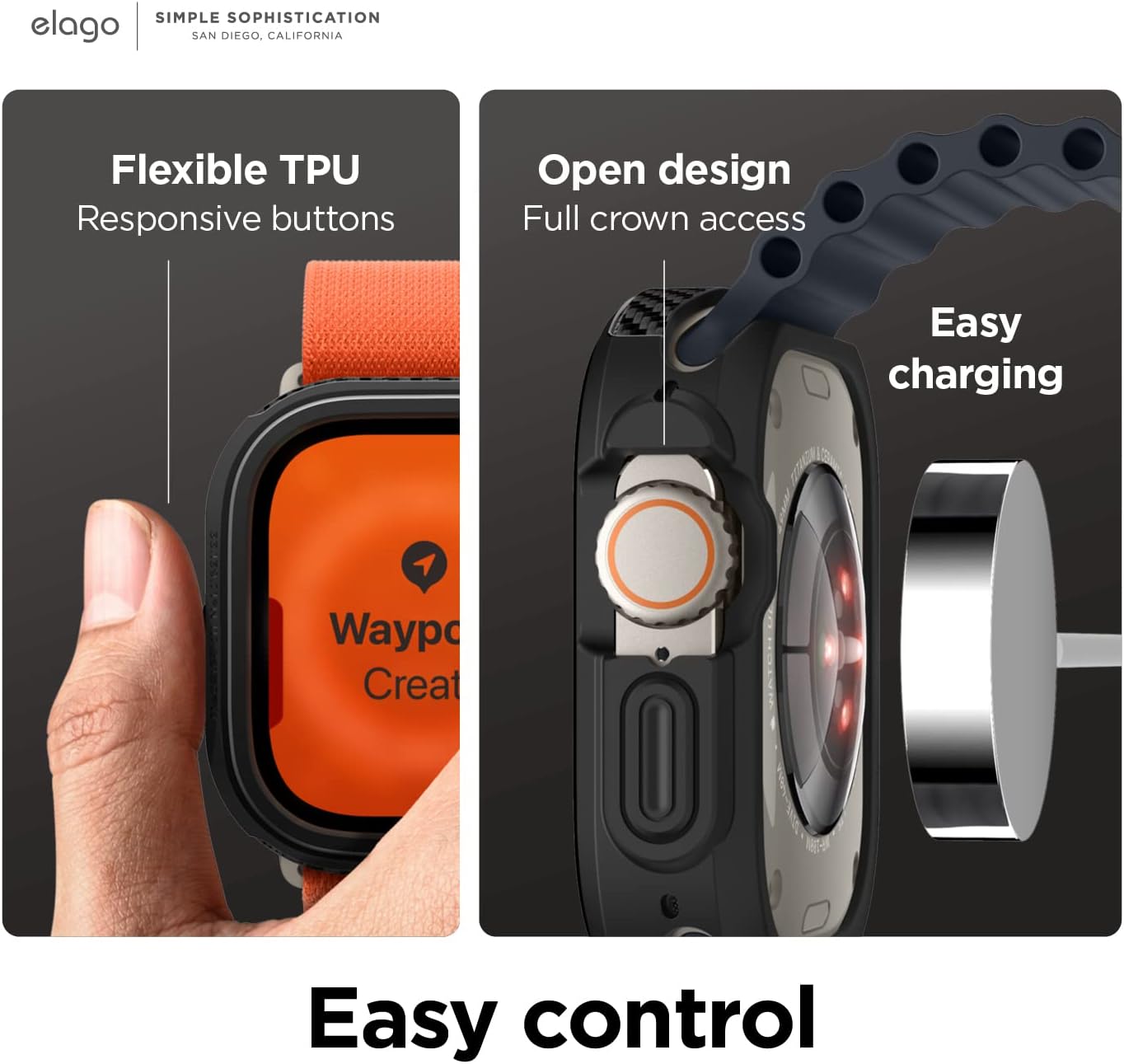 Thumbnail 4 de elago Cover Armor per Apple Watch Ultra 3/Ultra 2 da 49 mm, fibra di carbonio, protezione estrema con accesso completo allo schermo