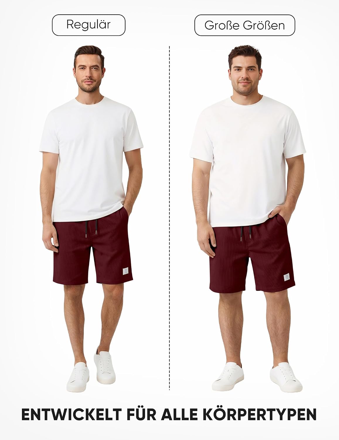 Detalle de JMIERR Corduroy Shorts Herren – Sommer-Leinen-Look, Elastischer Bund mit Taschen (Größen S–3XL)