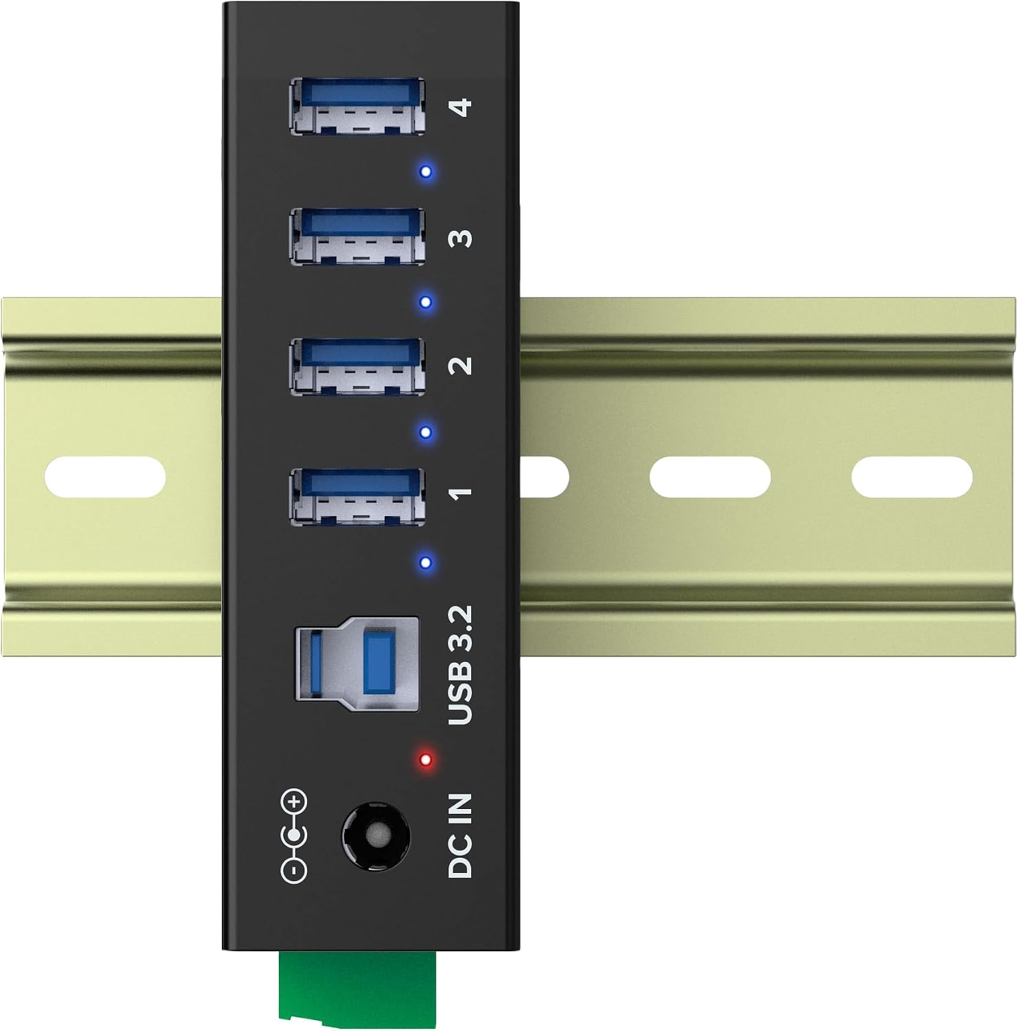 Detalle 2 de InLine 35396A – przemysłowy koncentrator USB 3.2 Gen.1, 4 porty, obudowa aluminiowa