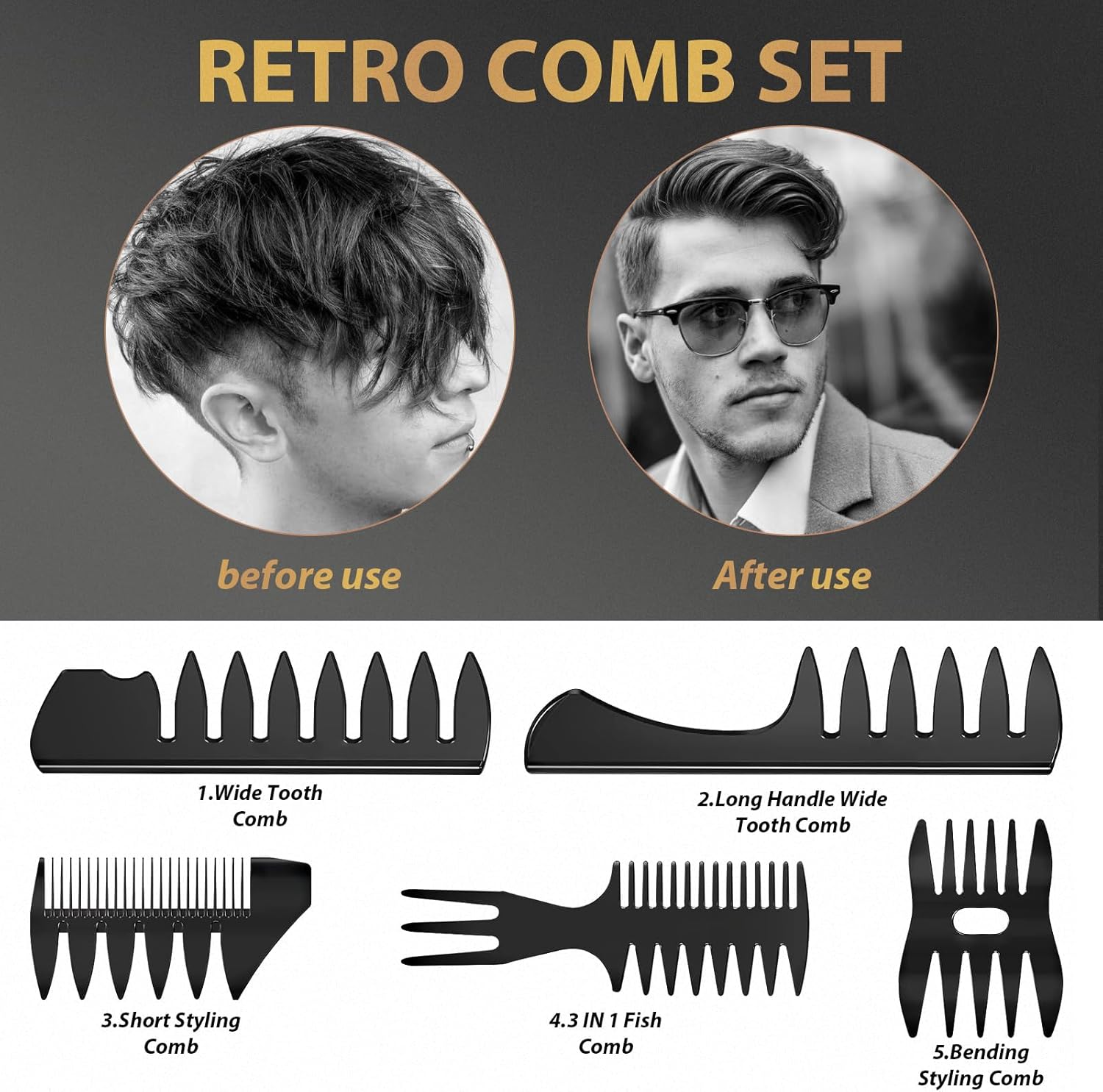 Detalle 2 de DUAIU Set spazzole e pettini uomo 💇