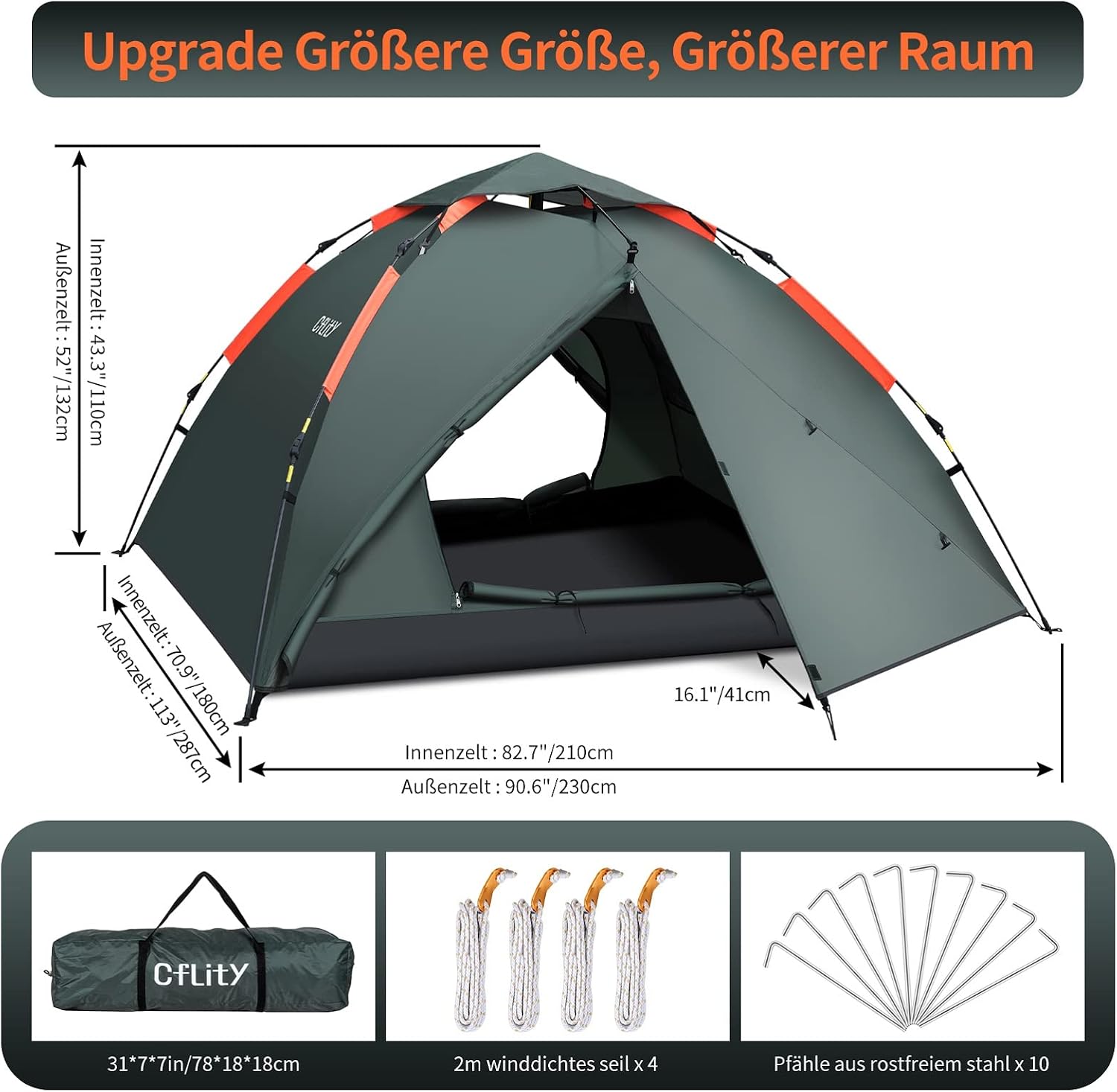 Thumbnail 6 de 3-Personen Campingzelt Instant Pop Up 4,24 kg