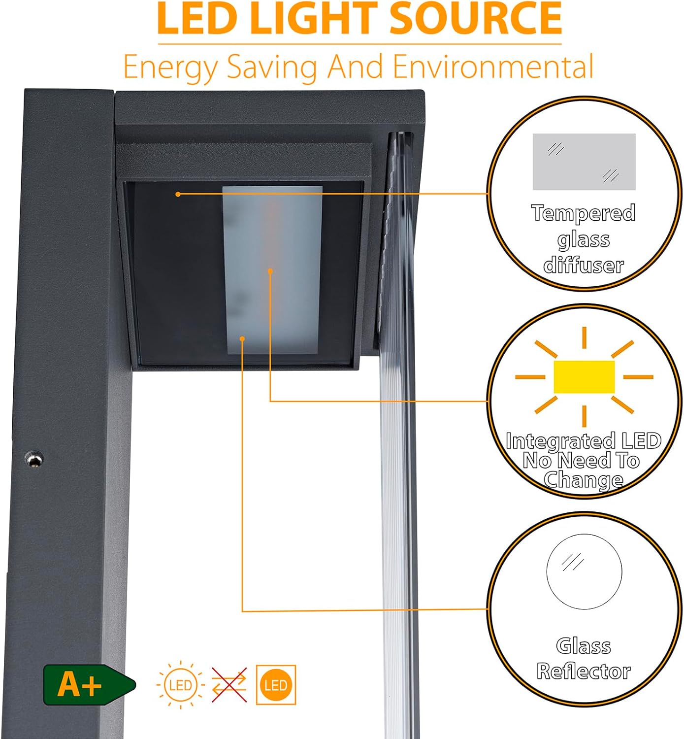 Thumbnail 5 de EBION LED Outdoor Wall Lights: 9W 3000K IP54 Aluminium Wall Lantern